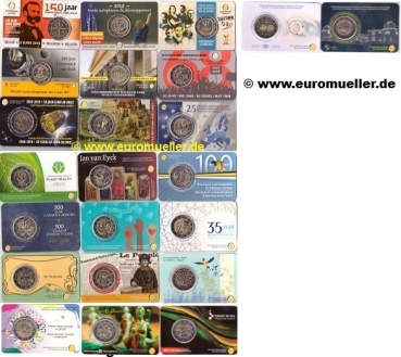 Belgien Komplettsammlung 23x 2 Euro Gedenkmünzen 2014 - 2026 bu. fr.CC